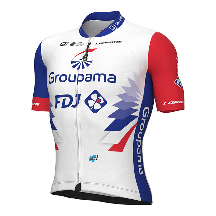 2022 Fahrradbekleidung Groupama Fdj Rot Blau Trikot Kurzarm und Tragerhose